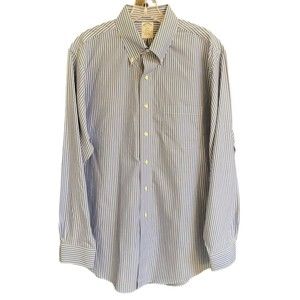 Brooks Brothers Mens‎ Shirt Adult Size 16.5 (4/5) Blue Striped Regent Non-Iron